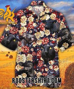 Quality Black Angus Cattle Red Plaid Pattern Hawaiian Shirt