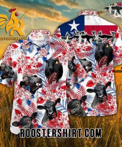 Quality Black Angus Cattle Texas Flag Hawaiian Shirt