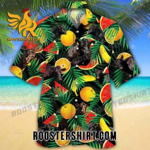 Quality Black Angus Cattle Tropical Fruits Hawaiian Shirt