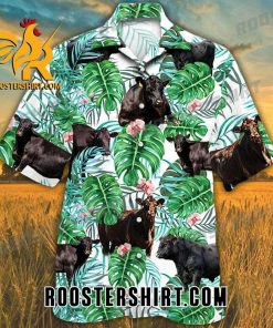 Quality Black Angus Cattle Tropical Plant Hawaiian Shirt