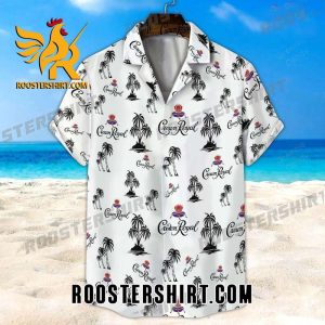 Quality Black Crown Royal Palm Tree All Over Print 3D Unisex White Hawaiian Shirt