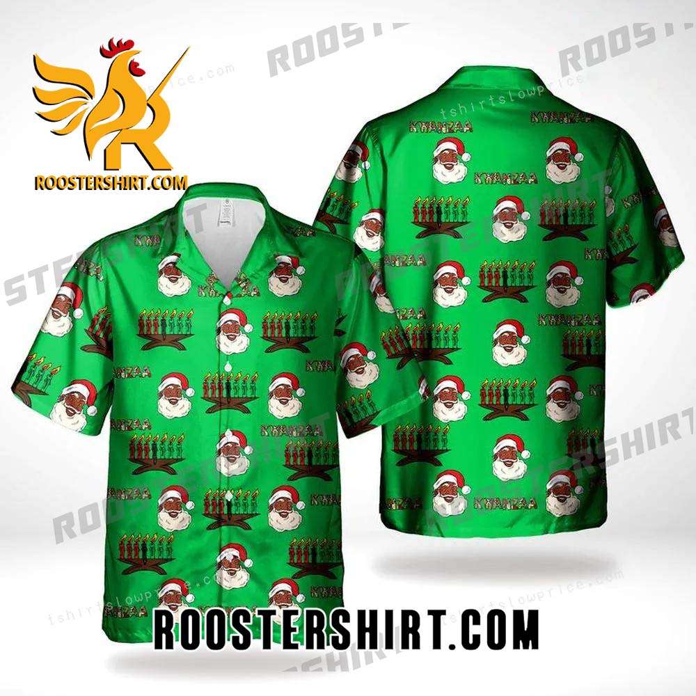 Quality Black Santa Merry Kwanzaa Aloha Hawaiian Shirt