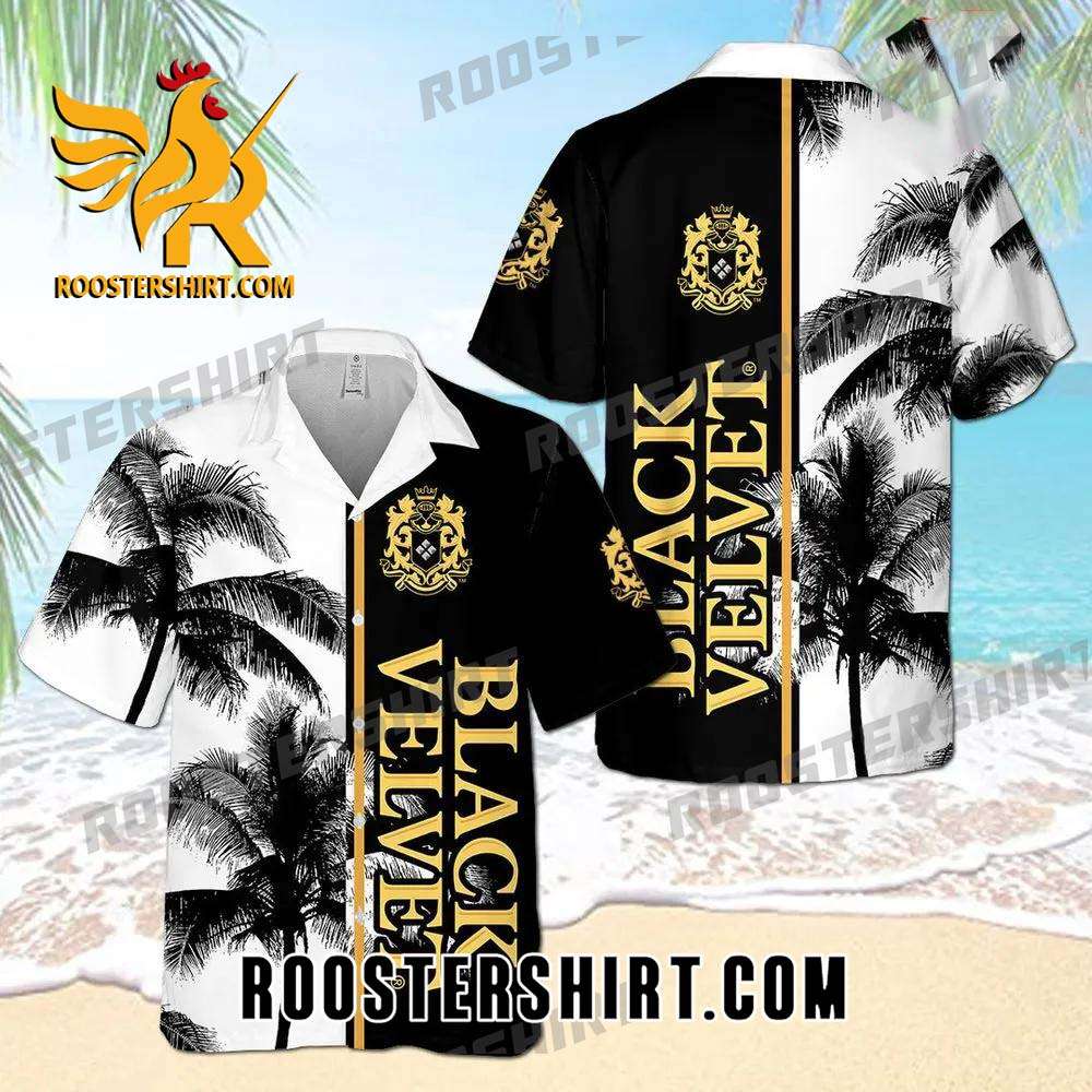 Quality Black Velvet Palm Tree All Over Print 3D Aloha Summer Beach Hawaiian Shirt - Black White