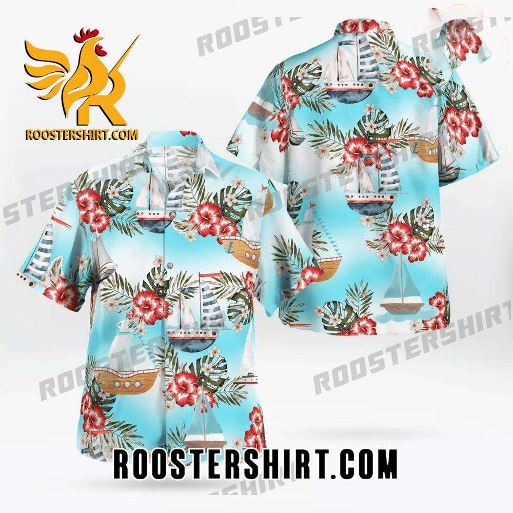 Quality Boating All Over Print 3D Hawaiian Shirt - Aqua Blue