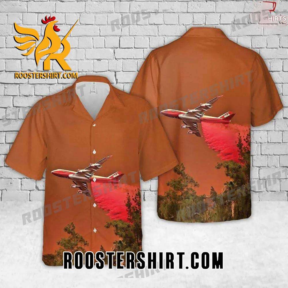 Quality Boeing 747 944 Air Tanker Wildfires In Southern California Button Up Hawaiian Shirt