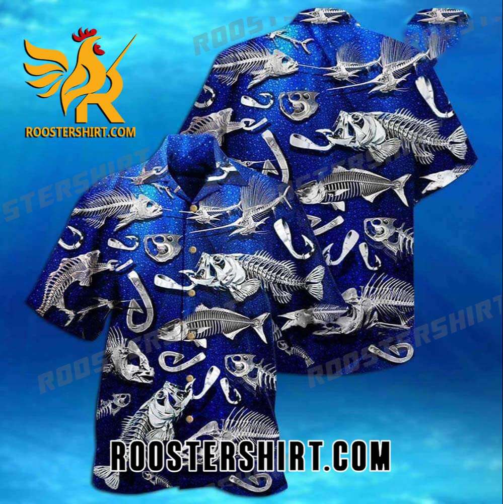 Quality Bone Fish Reaper Pattern Hawaiian Shirt