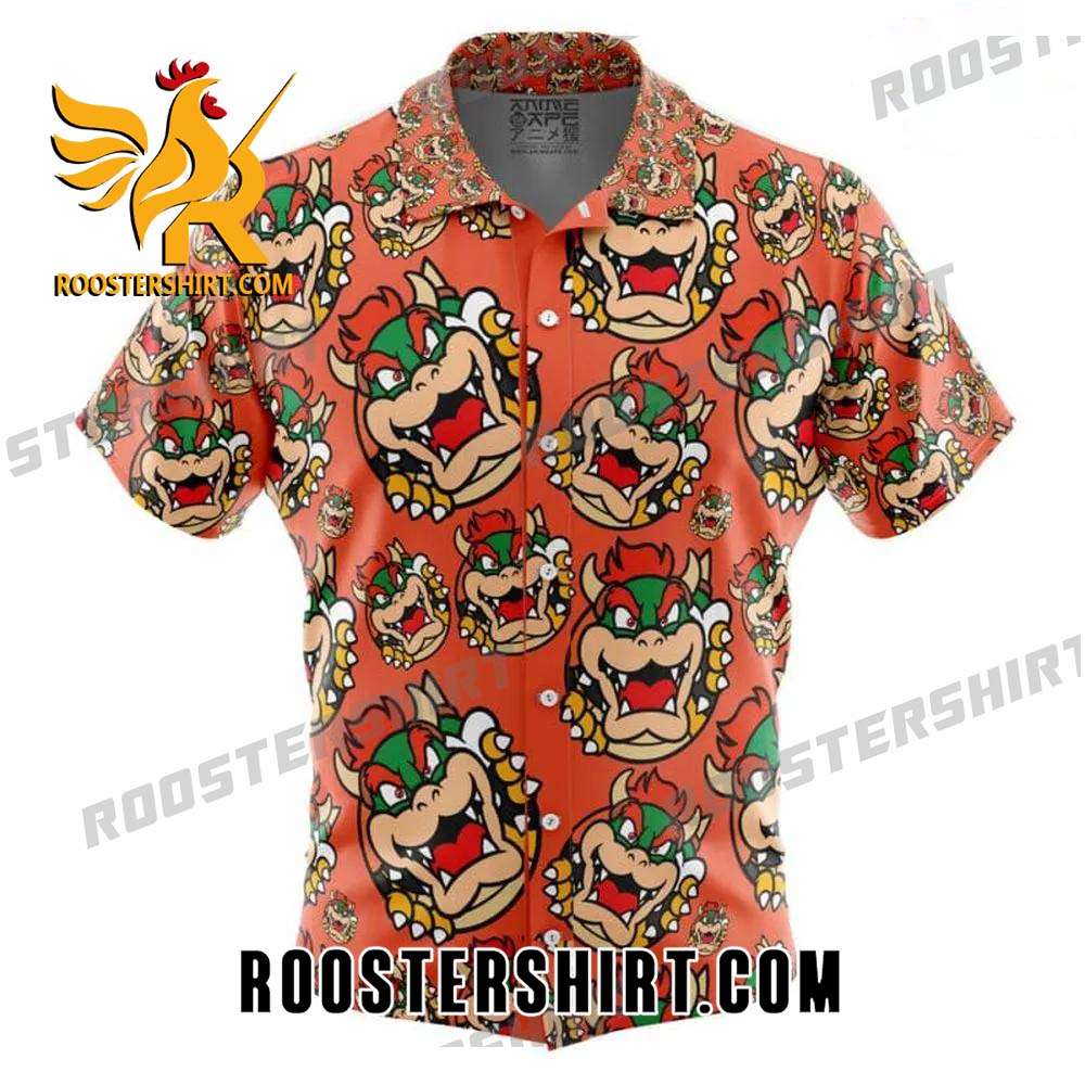 Quality Bowser Super Mario Button Up Hawaiian Shirt
