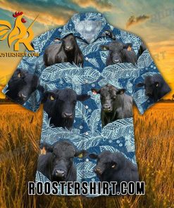Quality Brangus Cattle Blue Feather Hawaiian Shirt