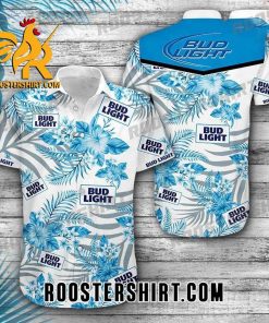 Quality Bud Light Beer Hibiscus Blue Hawaiian Shirt