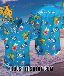 Quality Bud Light Cans Pineapple Flower Cheap Hawaiian Shirt