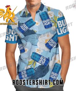 Quality Bud Light Flower All Over Print 3D Aloha Hawaiian Shirt