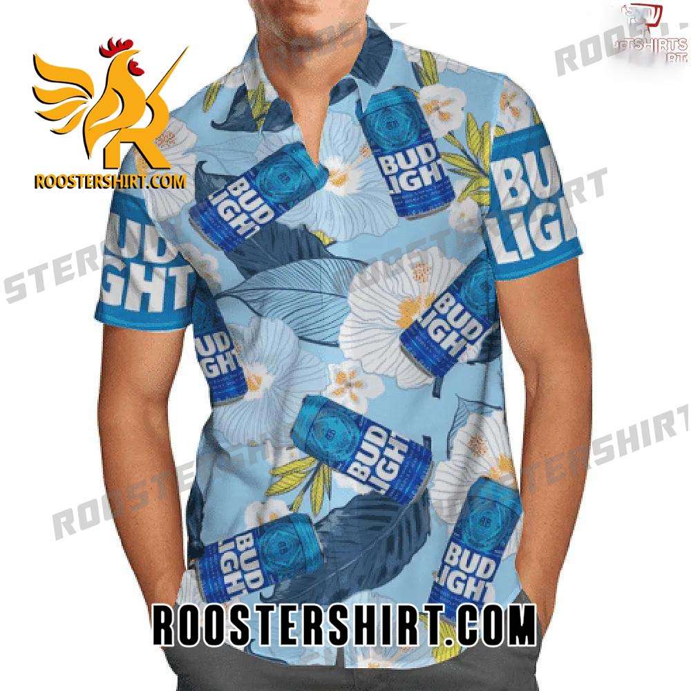 Quality Bud Light Flower All Over Print 3D Aloha Hawaiian Shirt