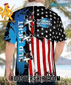 Quality Bud Light Hawaiian Shirt American Flag Gift For Beer Fans