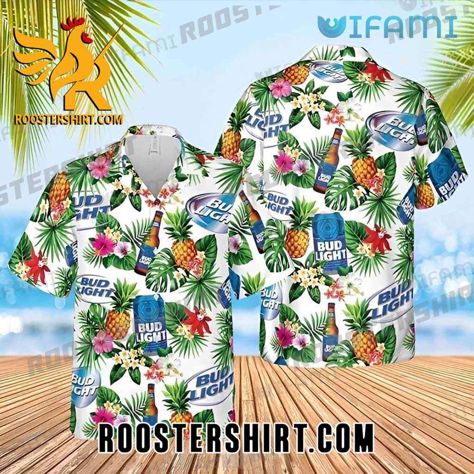 Quality Bud Light Hawaiian Shirt Pineapple Flower For Beer Fans