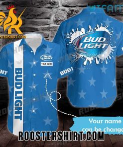 Quality Bud Light Hawaiian Shirt Star Pattern Custom Name Gift For Beer Fans