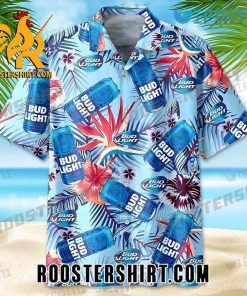 Quality Bud Light Hawaiian Shirt Tropical Hibiscus For Beer Fans