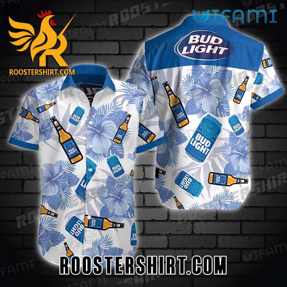 Quality Bud Light Hibiscus Floral Hawaiian Shirt Gift For Beer Fans