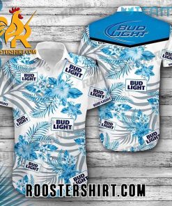 Quality Bud Light Hibiscus Floral Hawaiian Shirt Tropical For Beer Fans