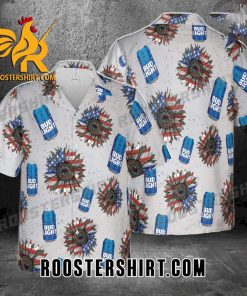 Quality Bud Light Sunflower 4Th Of July Hawaiian Shirt