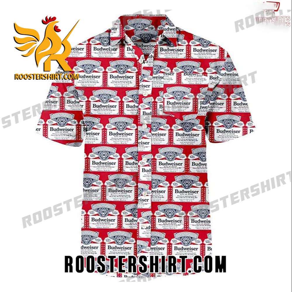 Quality Budweiser Beer Hawaiian Shirt 4Th Of July MenS Short Sleeve Button Down Shirts