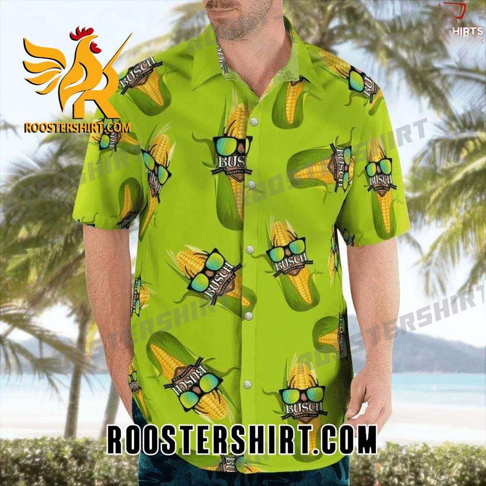 Quality Busch Beer Trophy Can Corn Hawaiian Shirt