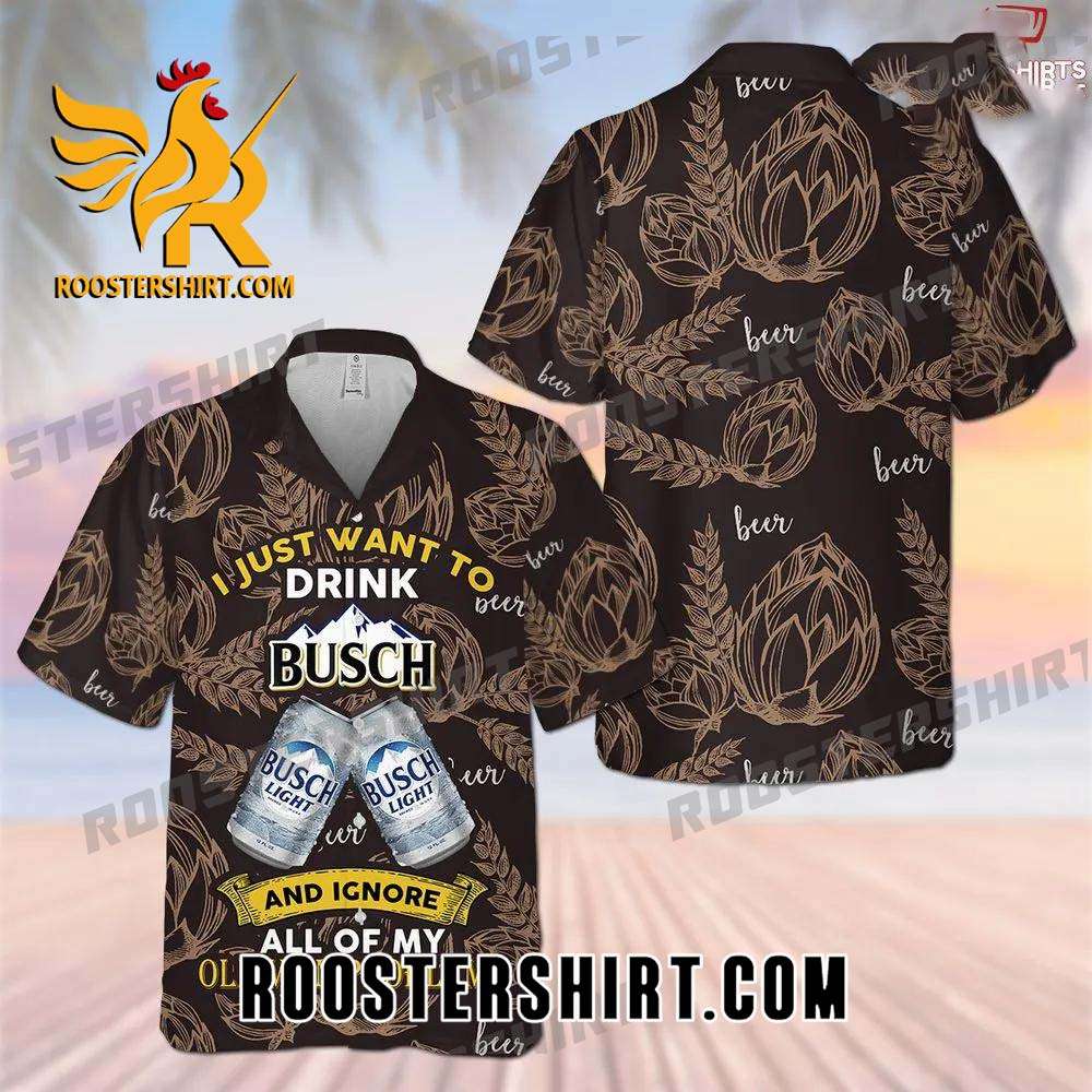 Quality Busch Light All Over Print 3D Brown Hawaiian Shirt