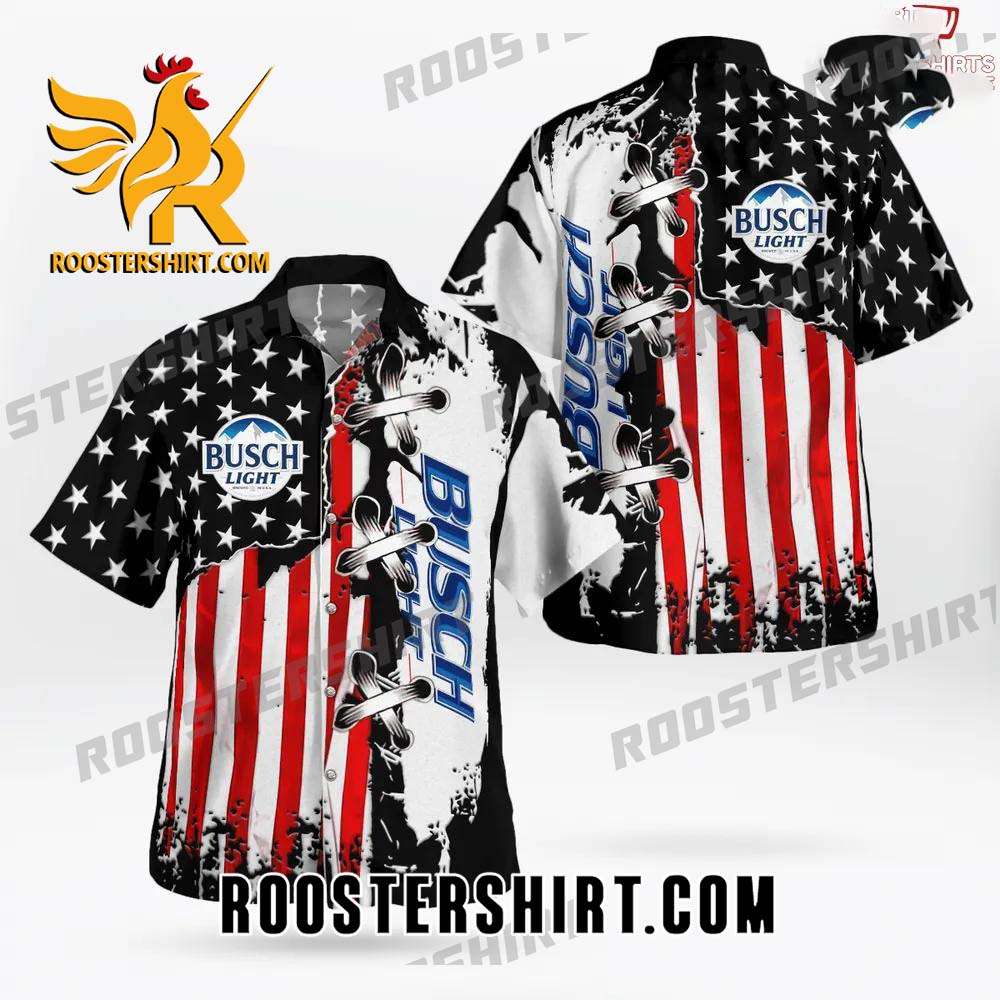 Quality Busch Light Beer American Flag 3D Hawaiian Shirt