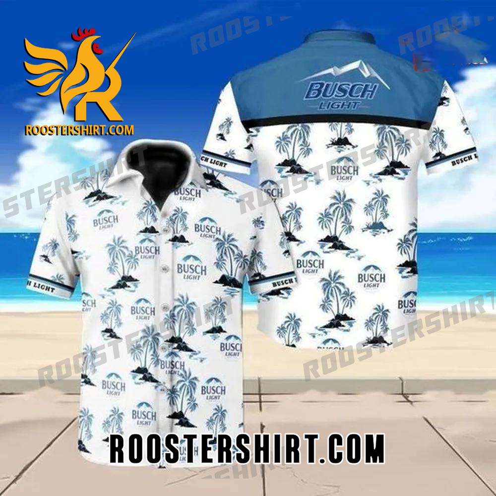 Quality Busch Light Beer Logo All Over Print 3D Aloha Summer Beach Hawaiian Shirt - White