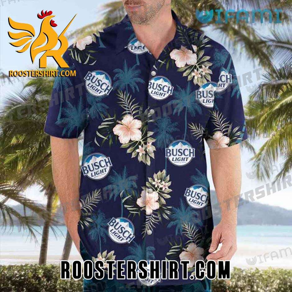 Quality Busch Light Hawaiian Shirt Coconut Tree Hibiscus Gift For Beer Lovers