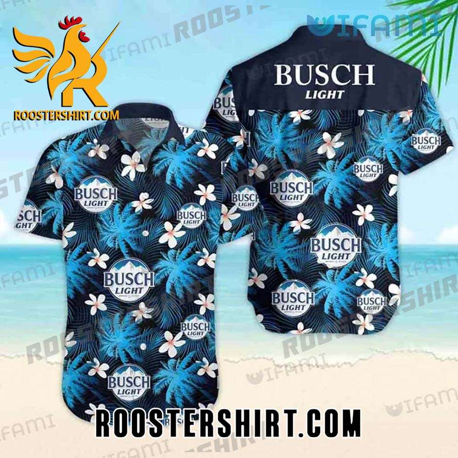 Quality Busch Light Hawaiian Shirt Floral Palm Tree For Beer Fans