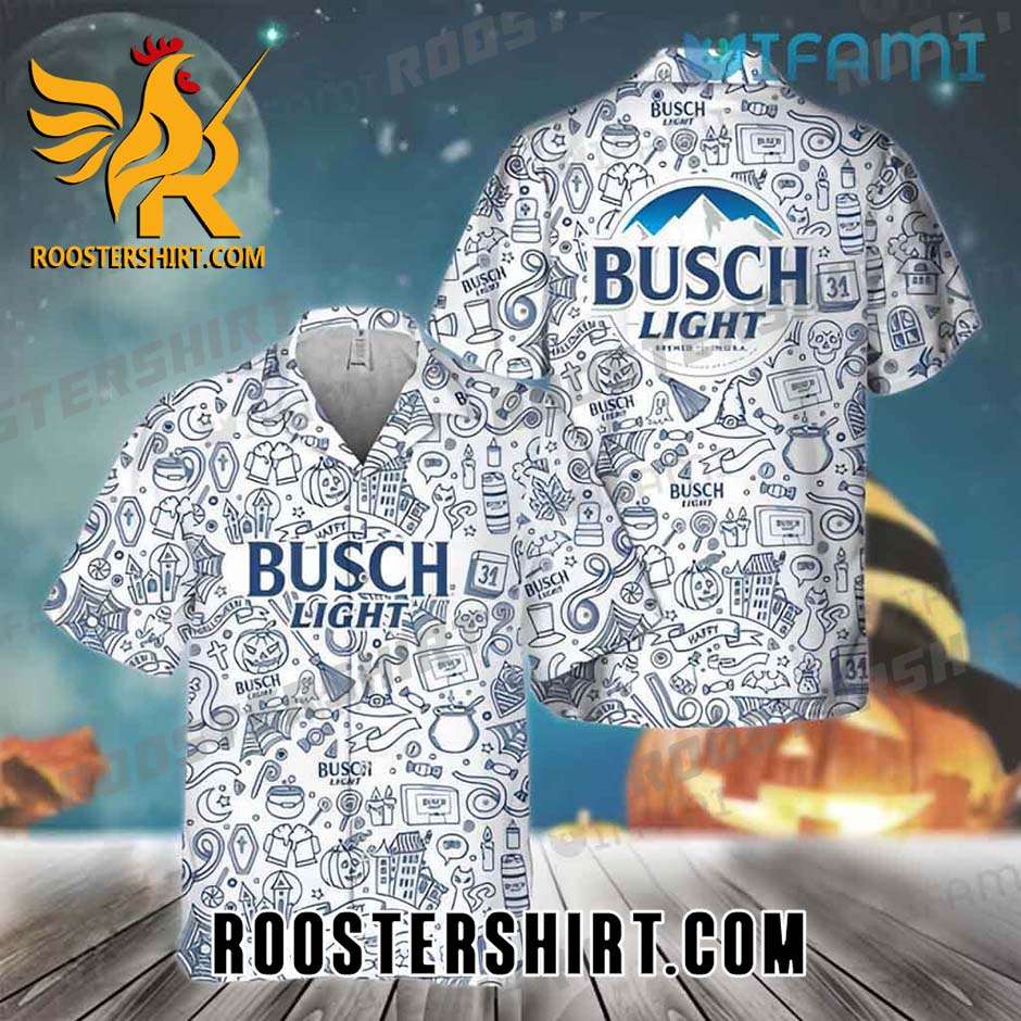 Quality Busch Light Hawaiian Shirt Halloween Doodle Art For Beer Fans