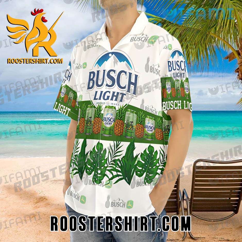 Quality Busch Light Hawaiian Shirt Monstera Pineapple For Beer Fans