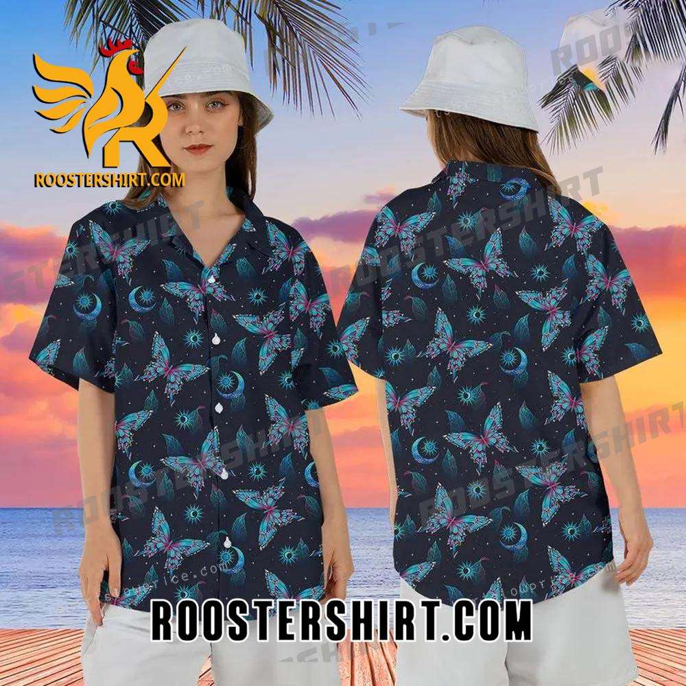 Quality Butterfly And Floral Aloha Hawaiian Shirt For Women