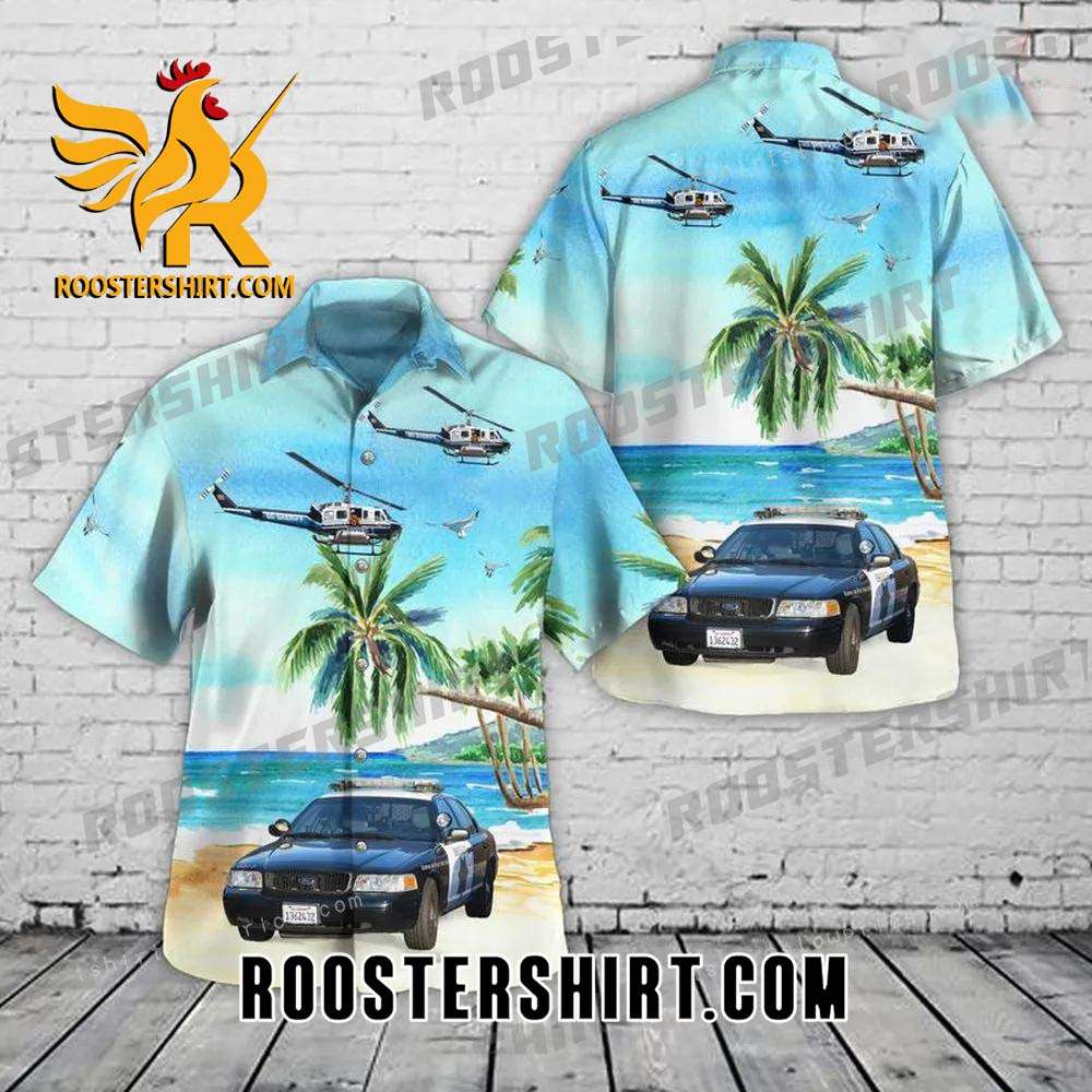 Quality California San Diego County Department Ford Crown Victoria And Bell 205a-1 Aloha Hawaiian Shirt
