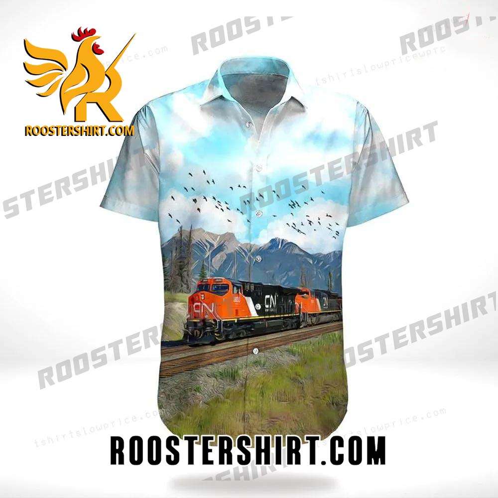 Quality Canadian National Railway Ge Es44ac Locomotive Hawaiian Shirt Outfit