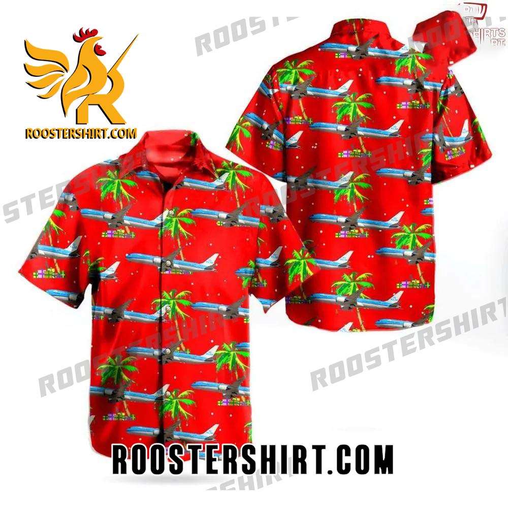 Quality Christmas Klm Royal Dutch Airlines Boeing 787-10 Dreamliner Button Up Hawaiian Shirt