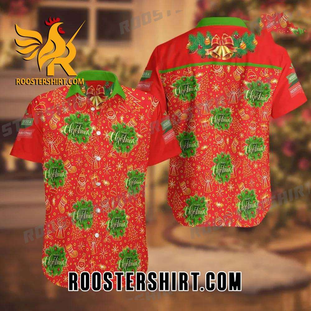 Quality Christmas Mistletoe All Over Print 3D Summer Short Sleeve Hawaiian Beach Shirt - Red