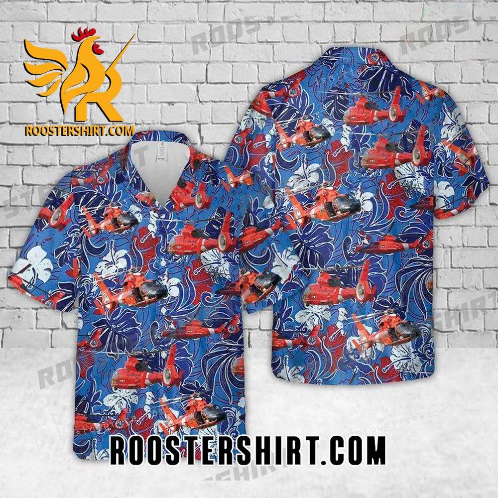 Quality Coast Guard Eurocopter Mh-65 Dolphin Helicopter Firework Hawaiian Shirt For Men And Women