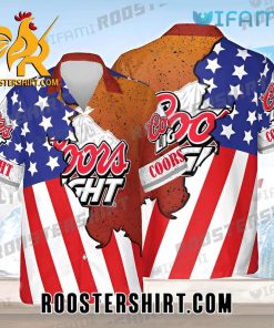 Quality Coors Light Hawaiian Shirt And Shorts Cracked Usa Flag Beer Lovers Gift