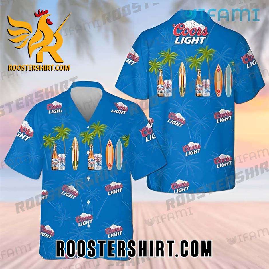 Quality Coors Light Hawaiian Shirt And Shorts Palm Tree Surfing Beer Lovers Gift