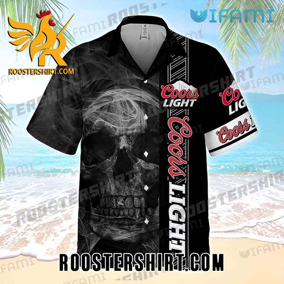 Quality Coors Light Hawaiian Shirt And Shorts Skull Smoke Beer Lovers Gift