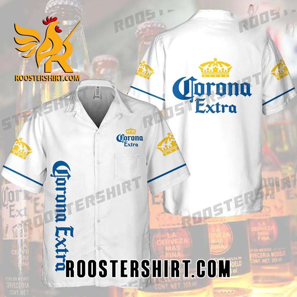 Quality Corona Extra Beer All Over Print 3D Aloha Summer Beach Hawaiian Shirt - White