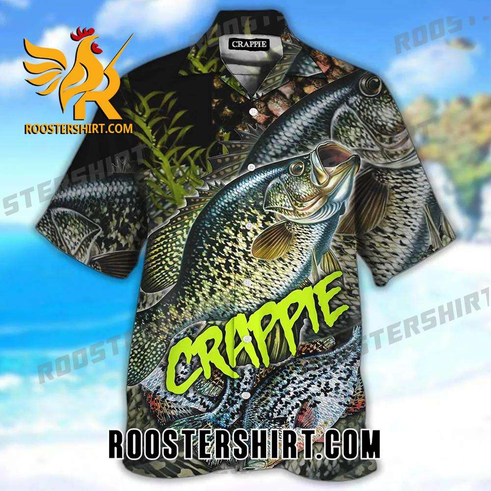 Quality Crappie Fishing On Skin 3D Hawaiian Hawaii Shirt Mens Fishing Gift