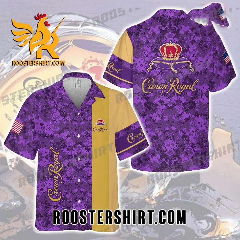 Quality Crown Royal All Over Print 3D Aloha Summer Beach Hawaiian Shirt - Purple Yellow
