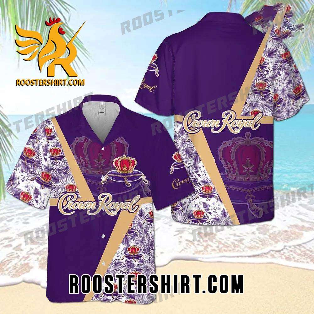 Quality Crown Royal All Over Print 3D Flowery Aloha Summer Beach Hawaiian Shirt - White Purple