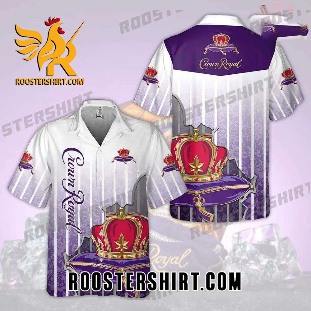 Quality Crown Royal All Over Print 3D Pinstripe Aloha Summer Beach Hawaiian Shirt - Ombre White Purple