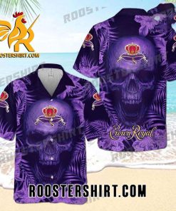 Quality Crown Royal Angry Skull All Over Print 3D Flowery Aloha Summer Beach Hawaiian Shirt – Purple