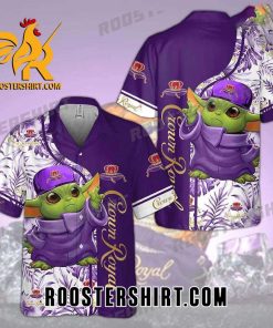Quality Crown Royal Baby Yoda All Over Print 3D Flowery Aloha Summer Beach Hawaiian Shirt – White Purple