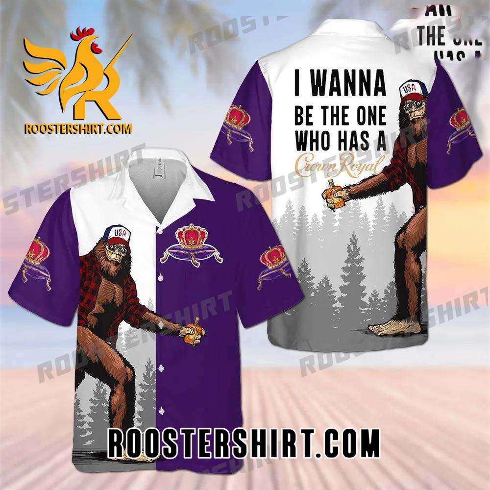Quality Crown Royal Big Foot All Over Print 3D Aloha Summer Beach Hawaiian Shirt - White Purple