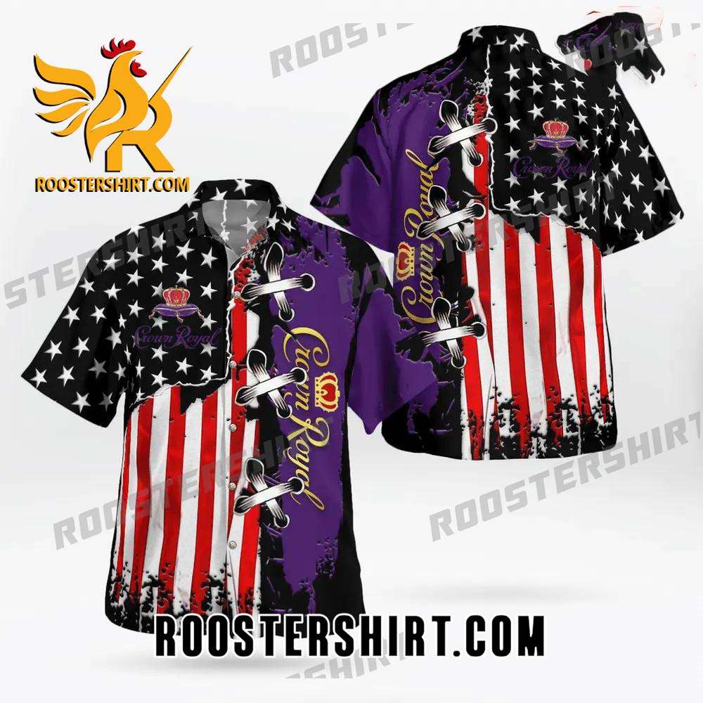 Quality Crown Royal Canadian Whisky All Over Print 3D Hawaiian Shirt - American Flag Color